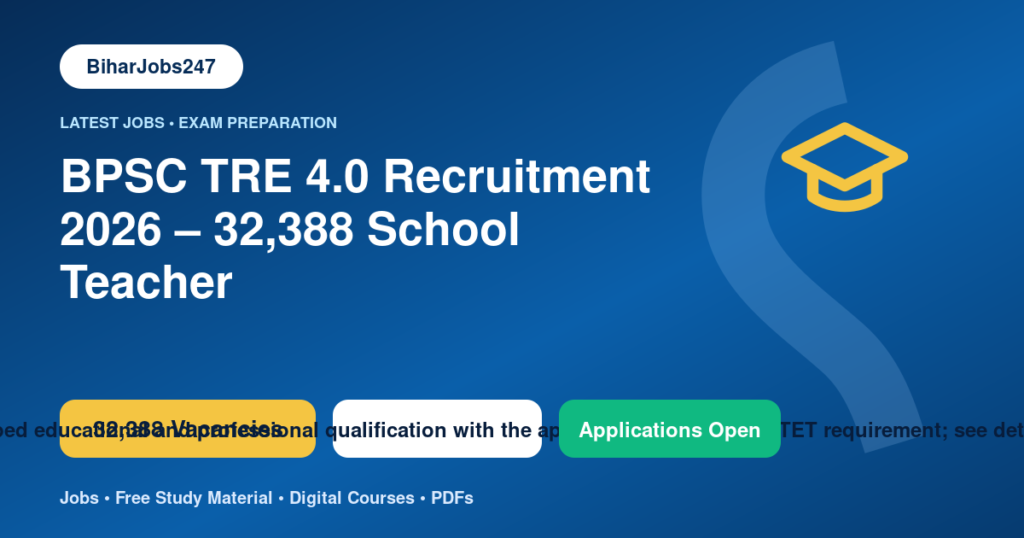 BPSC TRE 4.0 Recruitment 2026 – 32,388 School Teacher Vacancies